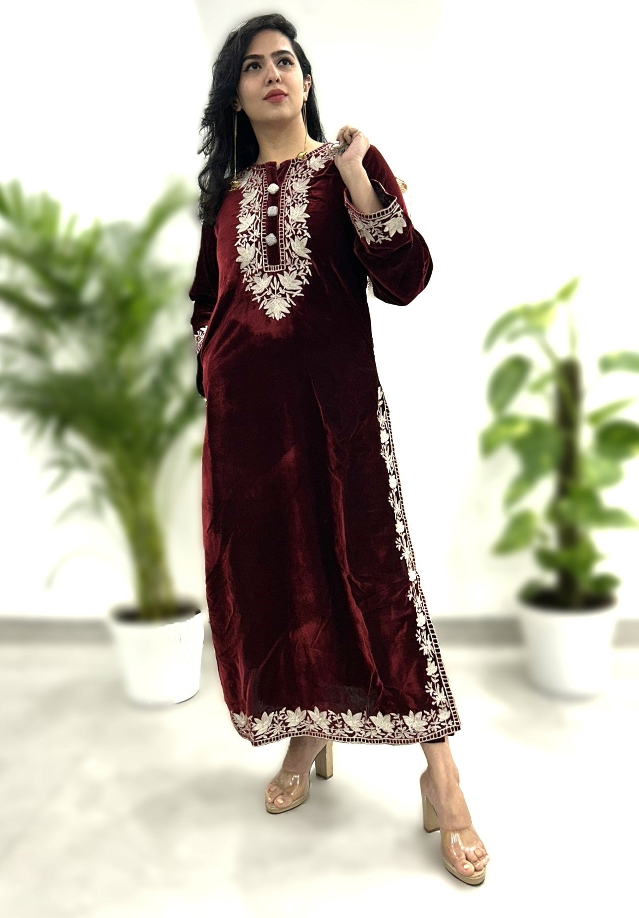 Tilla Embroidered Kurta Set - Maroon