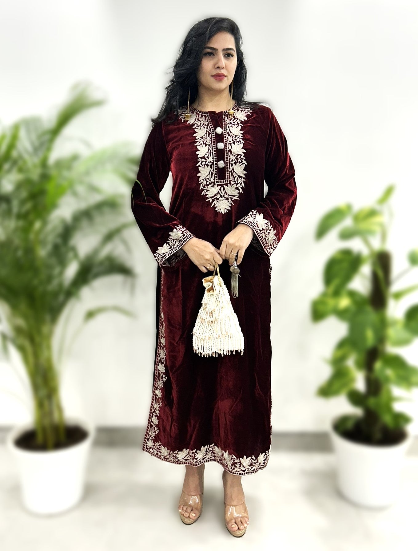 Tilla Embroidered Kurta Set - Maroon