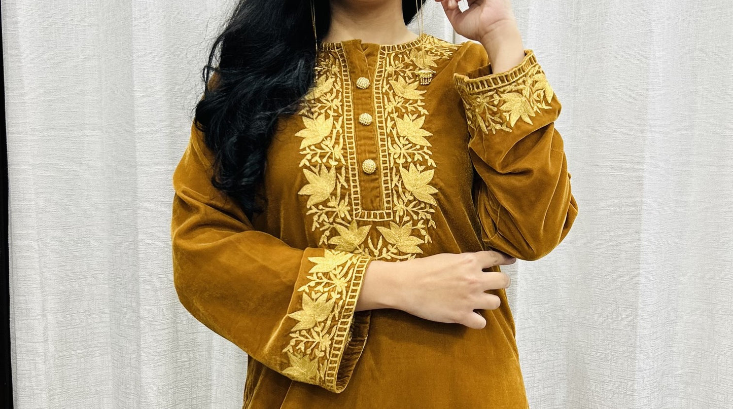 Tilla Embroidered Kurta Set - Mustard